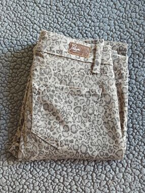 PAIGE Peg Skinny Jeans Women’s Size 26 Steel Cheetah Animal Print Stretch